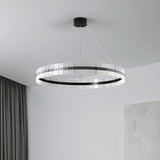 Optical Acrylic craftsmanship detail on Saturno LED Curated Optical Acrylic Chandelier