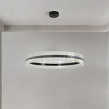 Saturno LED Curated Optical Acrylic Chandelier – dimensional scale reference