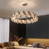 Scale Crystal Round Curated K9 Bohemian Crystal installed in residential dining space