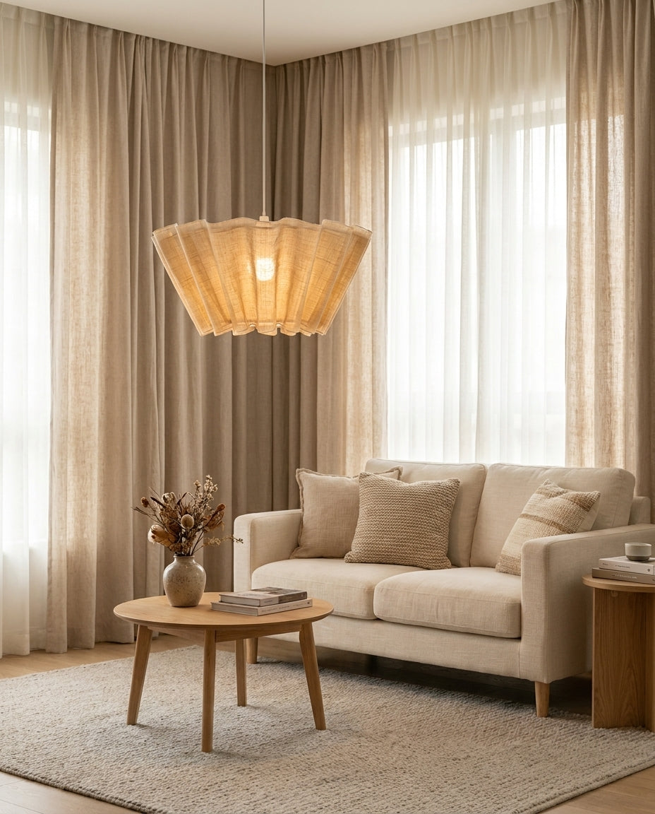 Scallora Curated Iron & Glass Pendant Light – full fixture elevation view