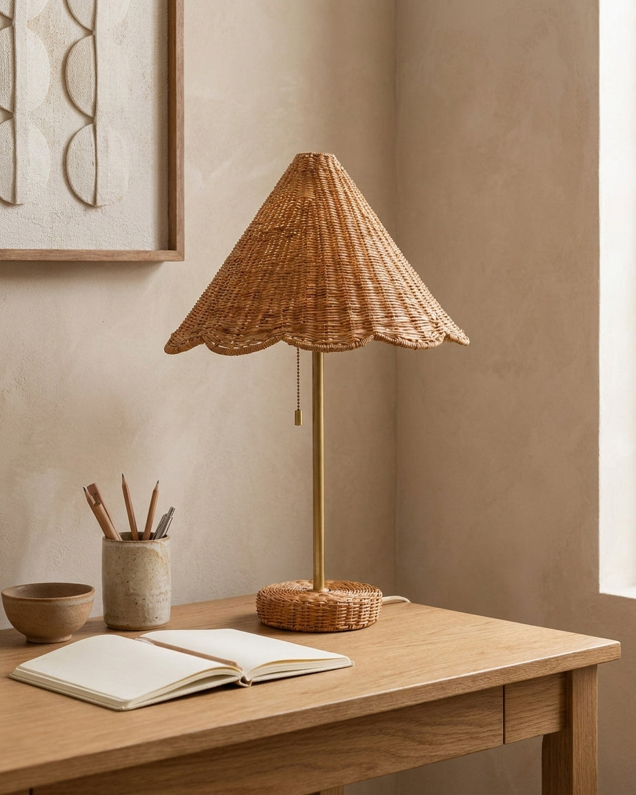 Scalora Curated Solid Brass Table Lamp – spatial dining room perspective
