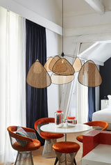 Screen Cannage Curated Woven Rattan Chandelier – structural canopy joint detail