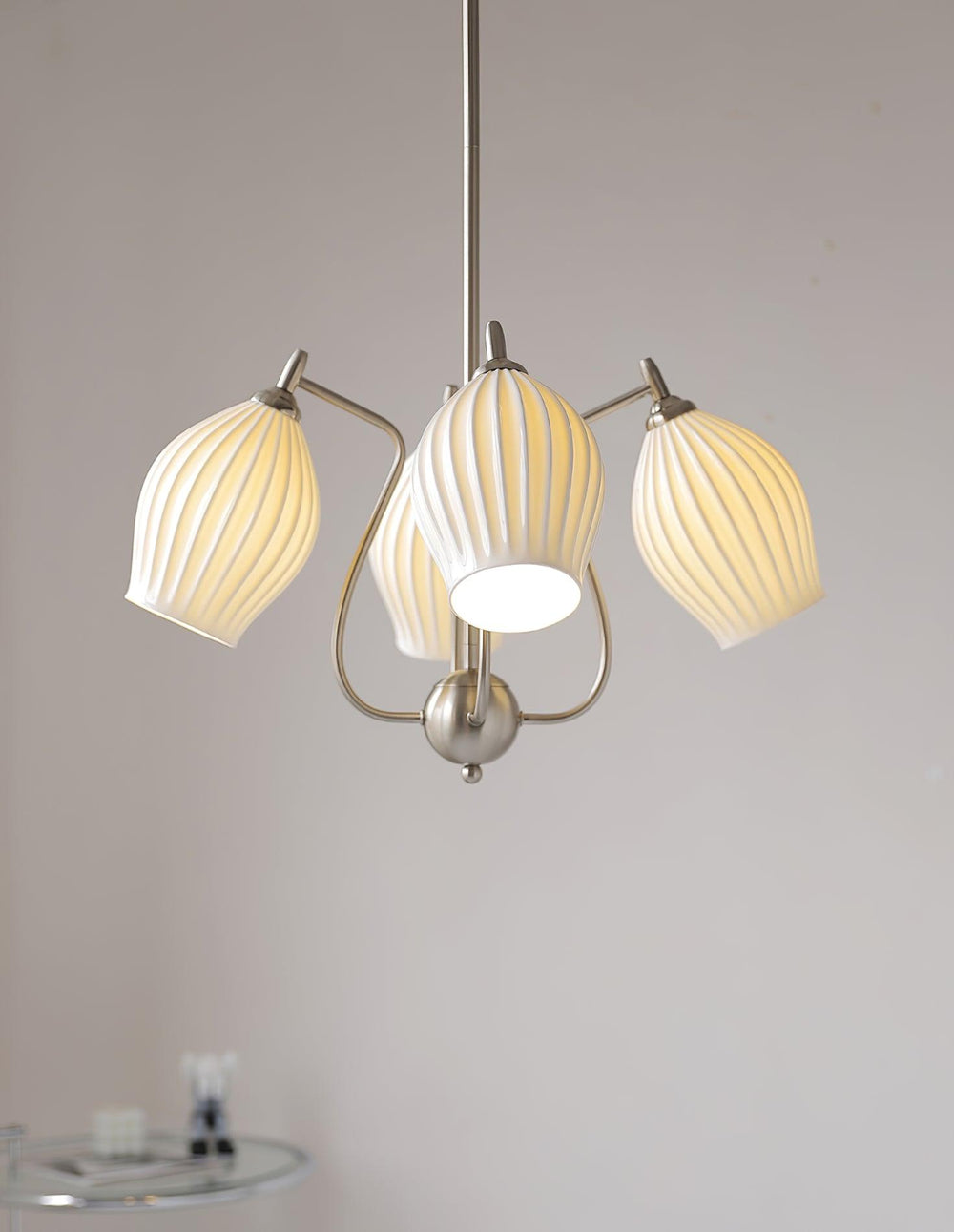 Ceramic Ribbed Curated Mouth-Blown Frosted Glass