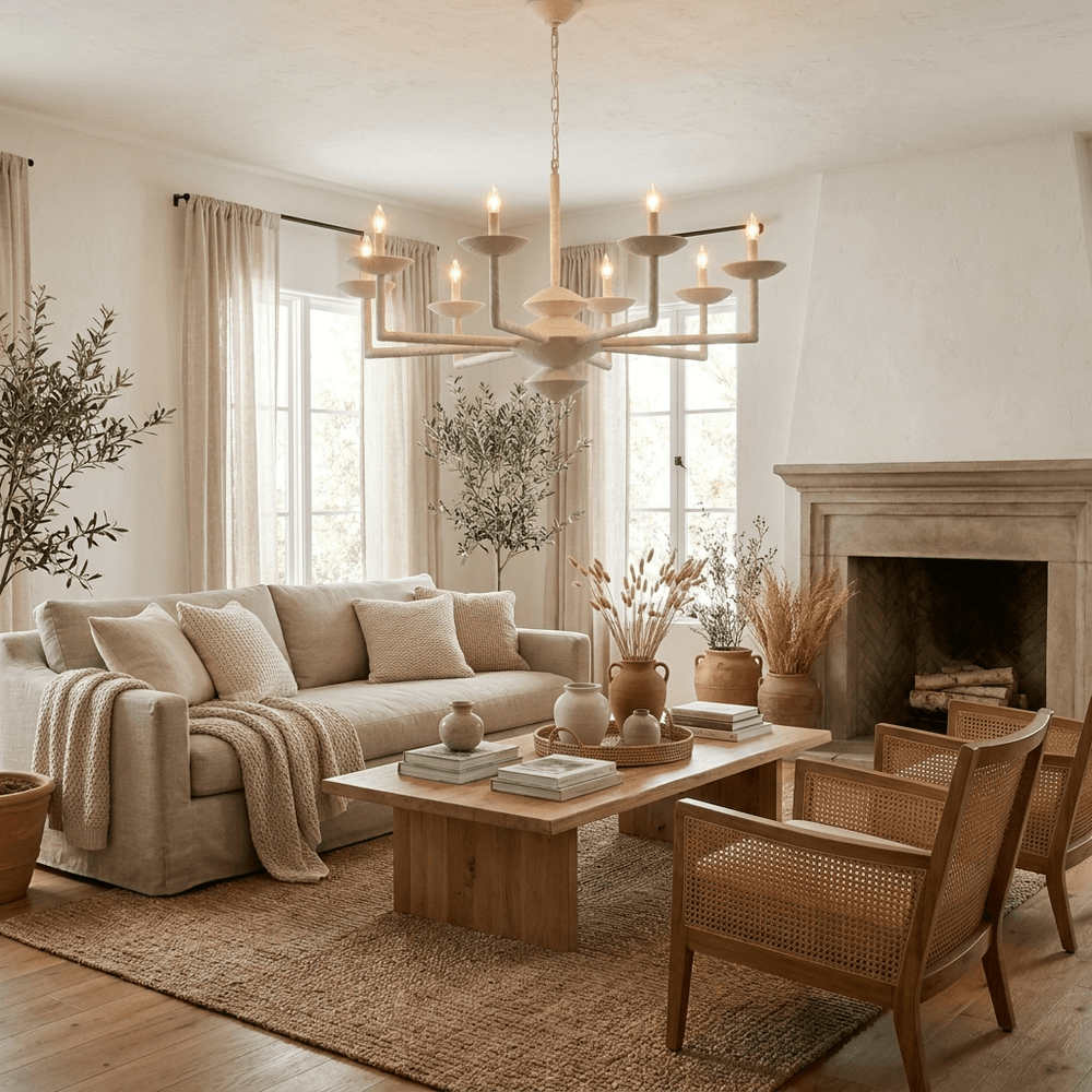 Sculptural Plaster Candelabra Curated Iron & Gla