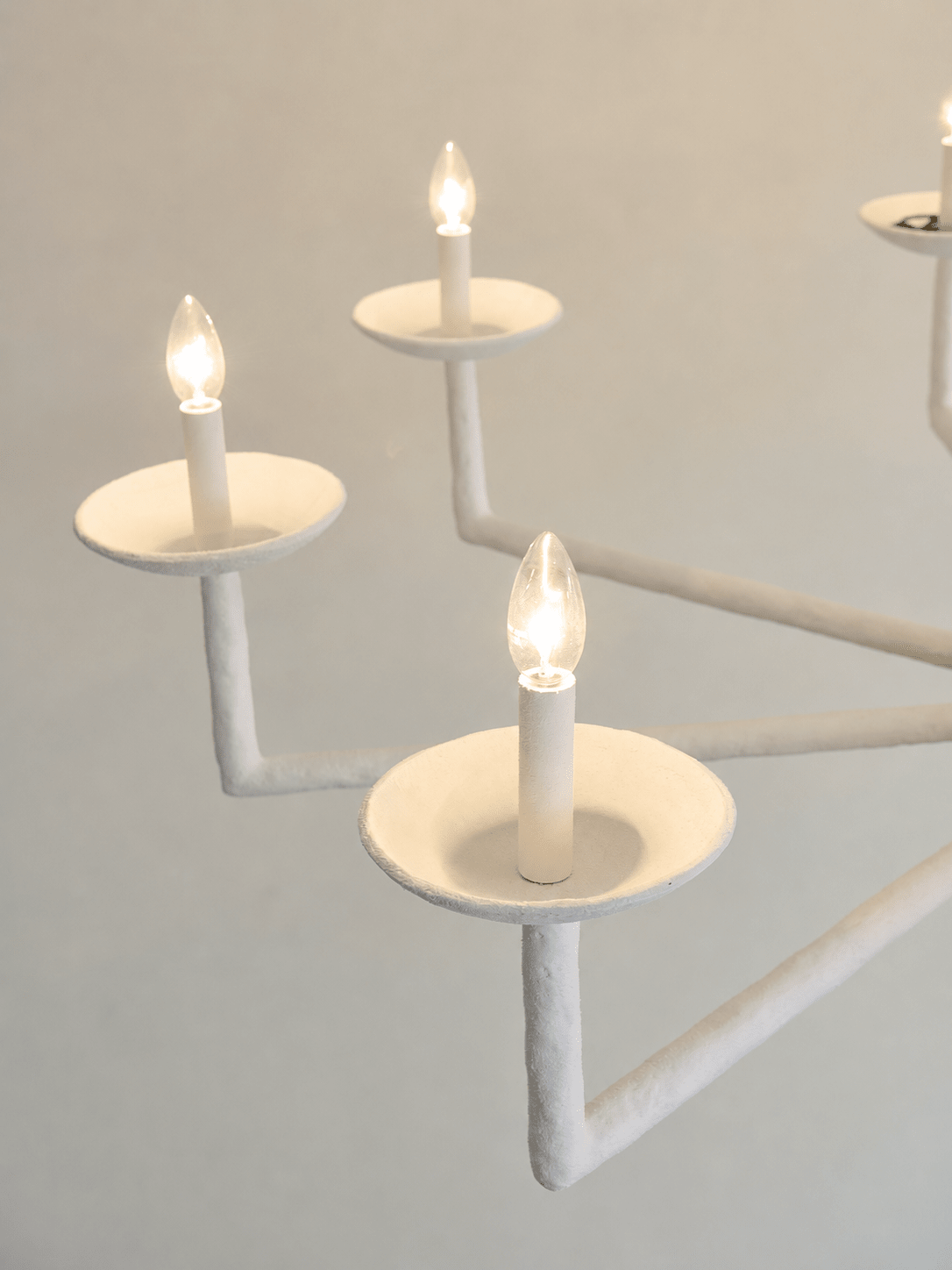 Sculptural Plaster Candelabra Curated Iron & Gla – macro detail view #1