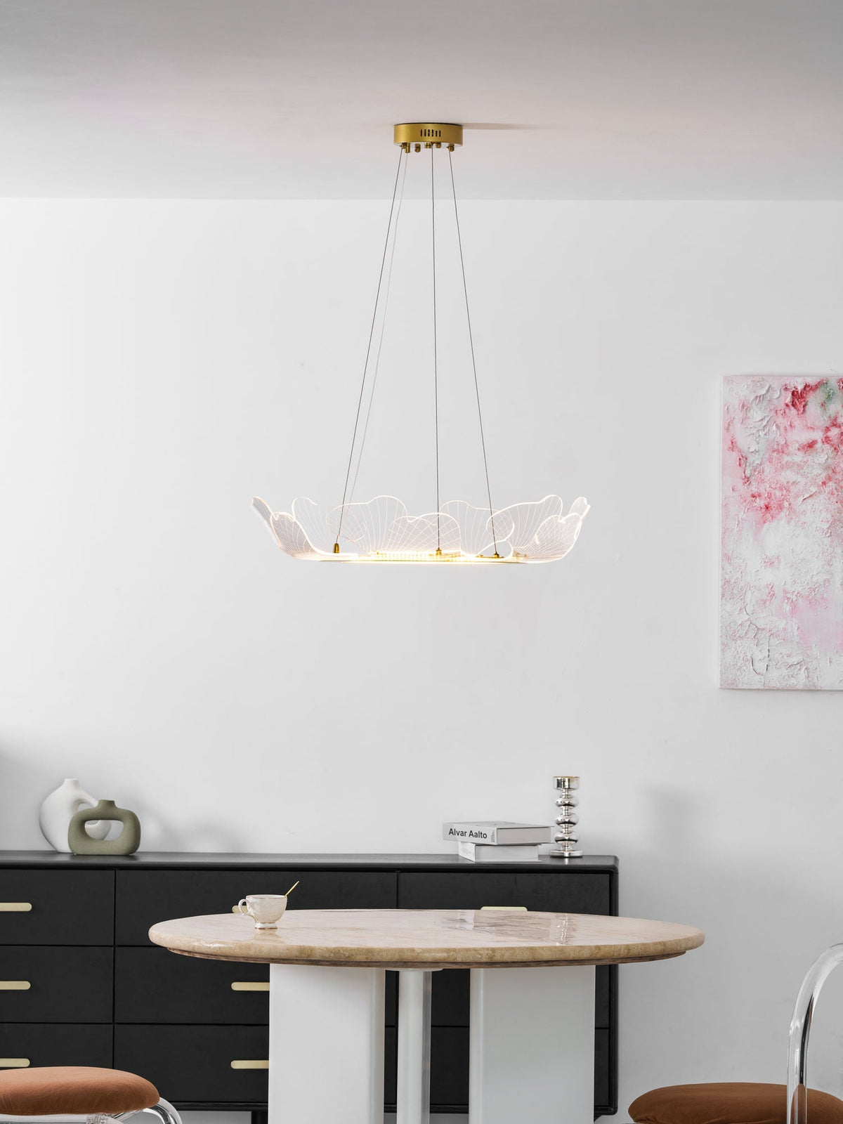 Sea Curated Iron & Glass Chandelier – structural canopy joint detail