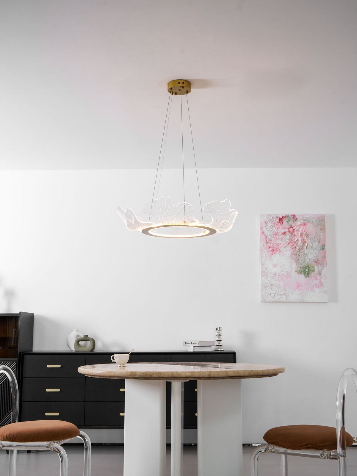 Sea Curated Iron & Glass Chandelier – full fixture elevation view