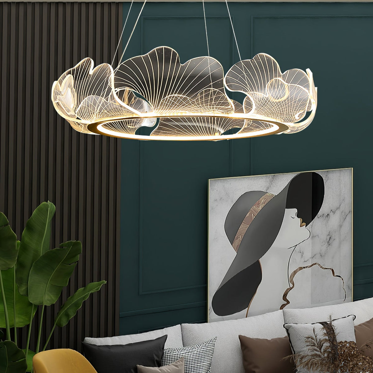Sea Curated Iron & Glass Chandelier – macro detail view
