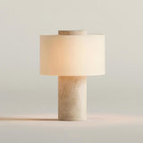 Sediment Curated Yellow Travertine Table Lamp – Dia 18cm x H 25cm  ∅ 7 x H 9.8 finish configuration #1