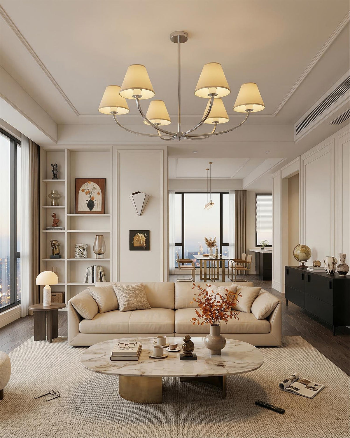 Selmont Curated Iron & Glass Chandelier – architectural ceiling profile
