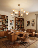 Selmora Curated Mouth-Blown Frosted Glass Chande installed in residential dining space