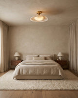 Selmora Alabaster Curated Alabaster Flush Mount warm illuminated room view