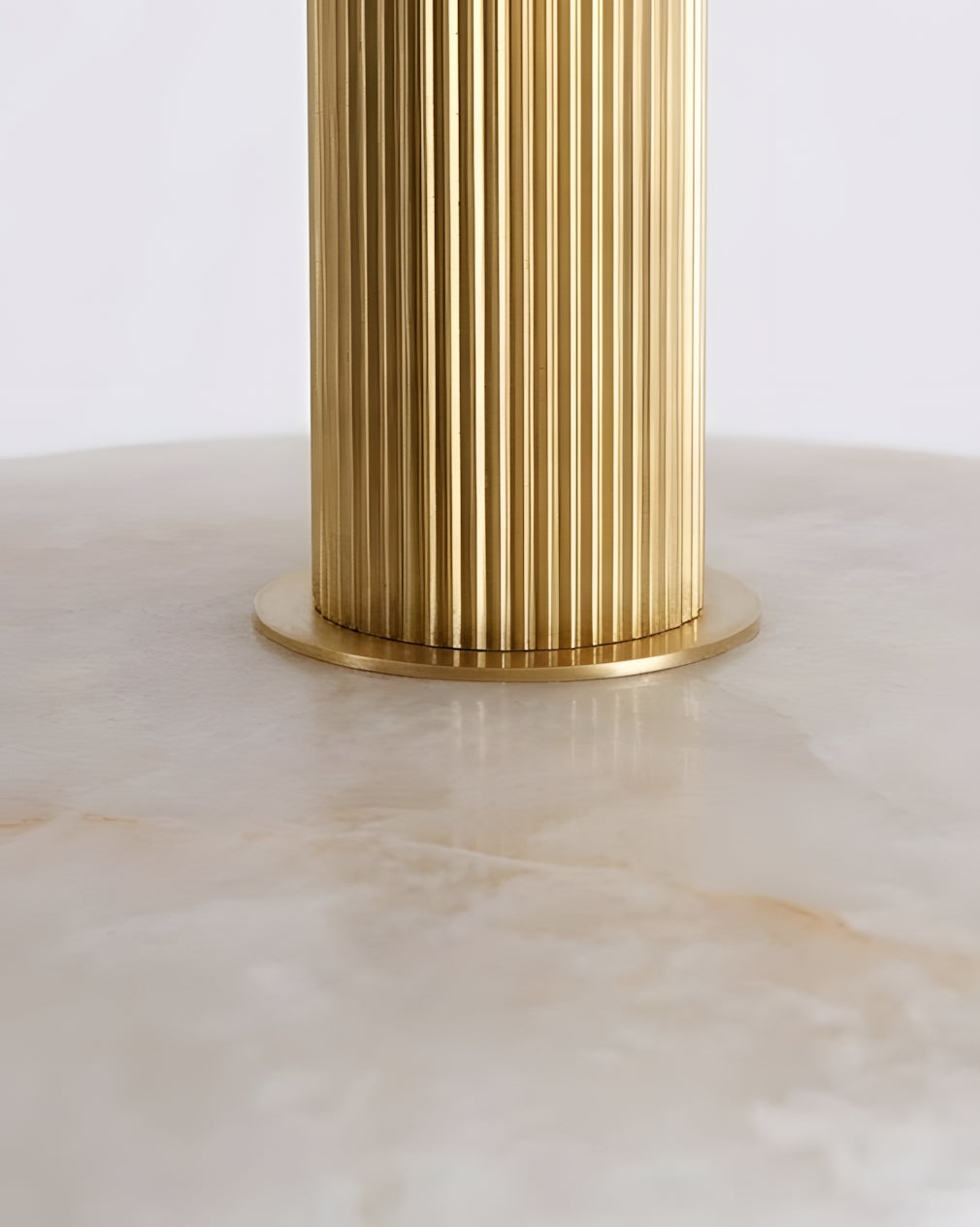 Selmora Alabaster Curated Alabaster Flush Mount – spatial dining room perspective