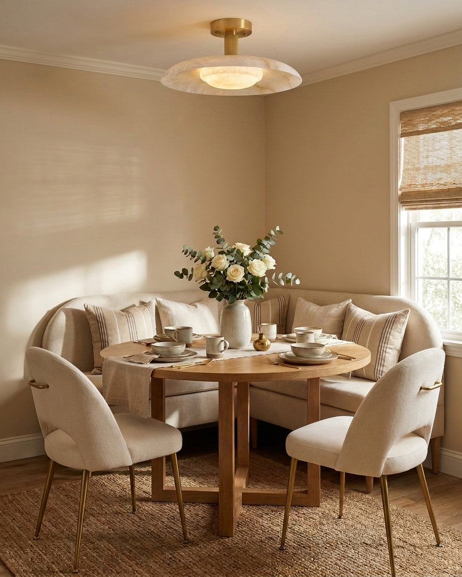 Selmora Alabaster Curated Alabaster Flush Mount – dimensional scale reference