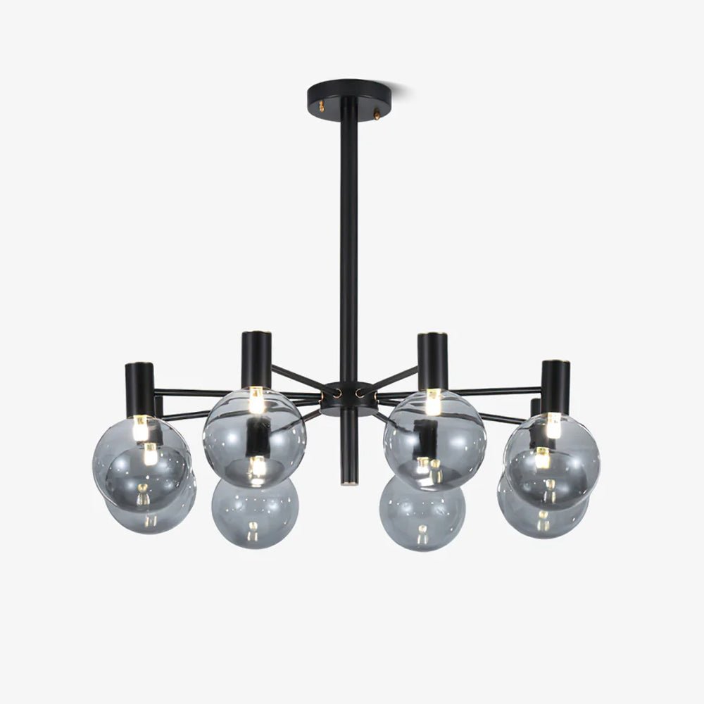 Selva Black Curated Mouth-Blown Frosted Glass Ch – Mouth-Blown Frosted Glass Chandelier