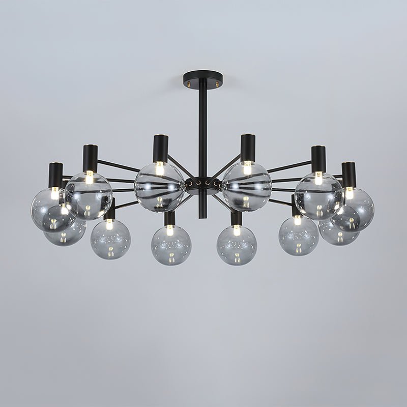 Selva Black Curated Mouth-Blown Frosted Glass Ch – 12 Heads ∅ 39.4 x H 7.9  Dia 100cm x H 2 finish configuration