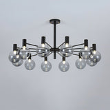 Selva Black Curated Mouth-Blown Frosted Glass Ch – 12 Heads ∅ 39.4 x H 7.9  Dia 100cm x H 2 finish configuration