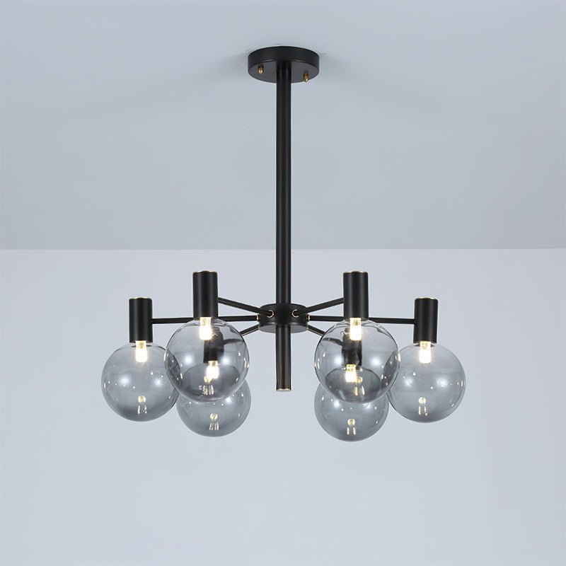 Selva Black Curated Mouth-Blown Frosted Glass Ch – 6 Heads ∅ 26 x H 7.9  Dia 66cm x H 20cm finish configuration