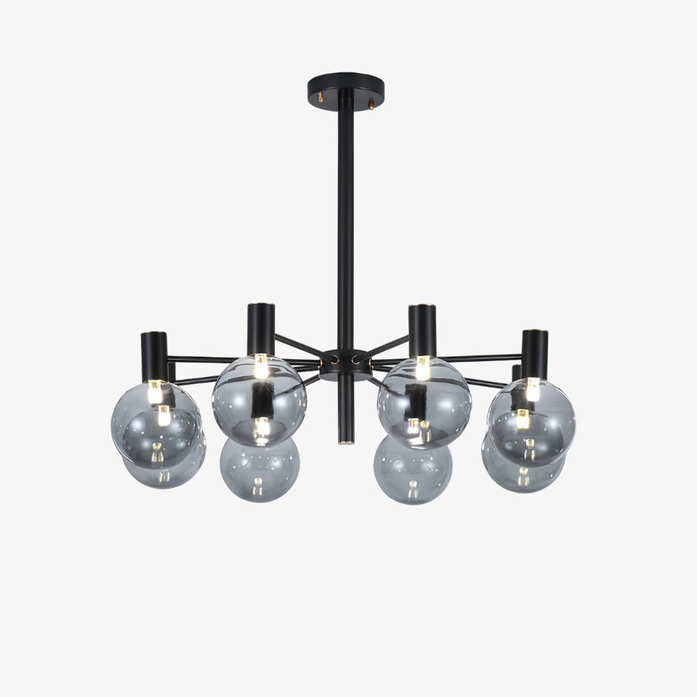 Selva Black Curated Mouth-Blown Frosted Glass Ch – spatial dining room perspective