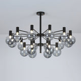 Selva Black Curated Mouth-Blown Frosted Glass Ch – 12+6 Heads ∅ 39.4 x H 13.8  Dia 100cm x  finish configuration