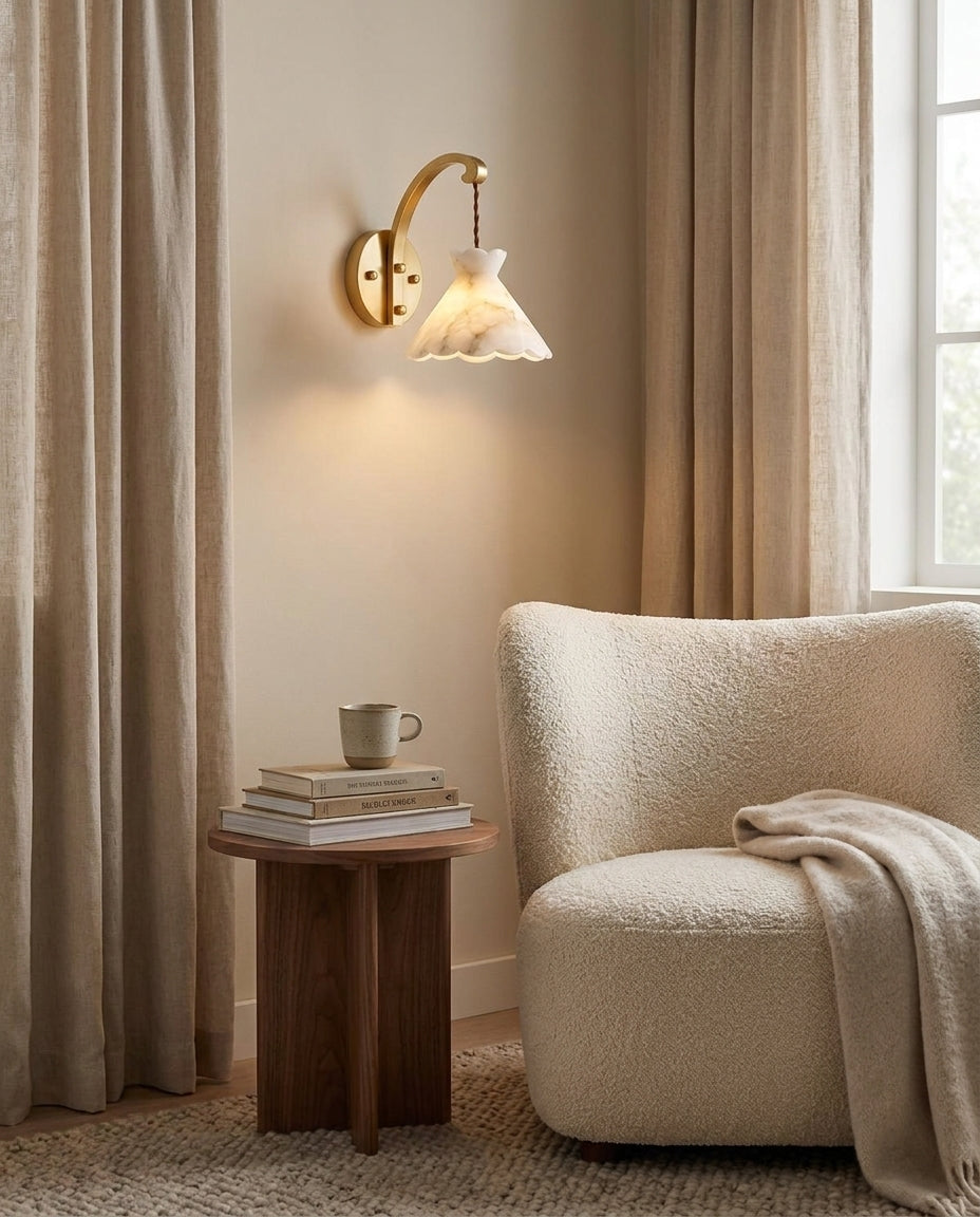 Serena Alabaster Curated Alabaster Wall Sconce – handcrafted surface texture