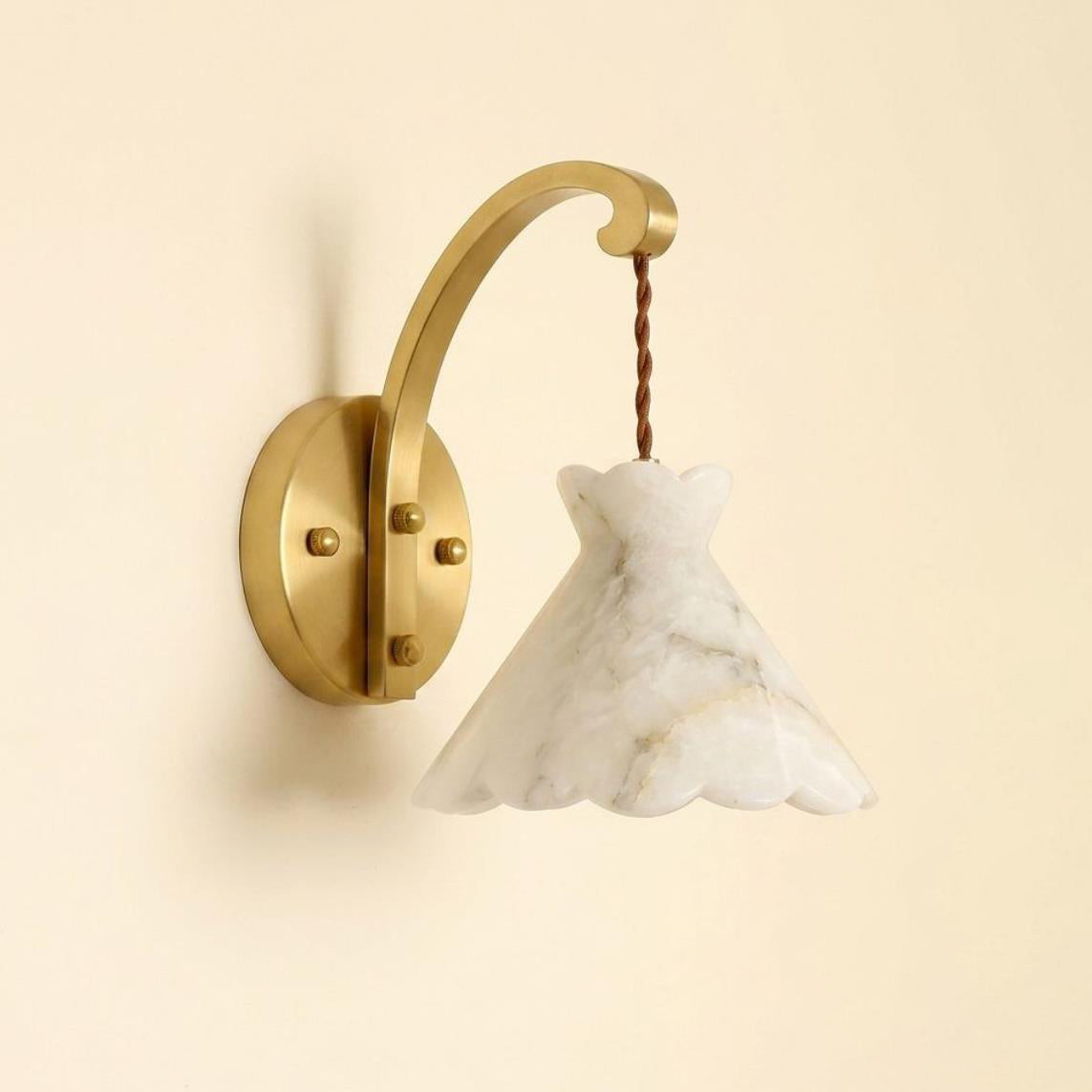 Serena Alabaster Curated Alabaster Wall Sconce – W 20cm x H 15cm  W 7.8 x H 5.9 finish configuration