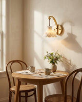 Serena Alabaster Curated Alabaster Wall Sconce – illuminated warm ambiance setting