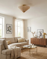 Seretta Curated Iron & Glass Flush Mount Ceiling – handcrafted surface texture