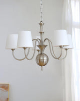 Shabby Curated Mouth-Blown Frosted Glass Chandel – illuminated warm ambiance setting