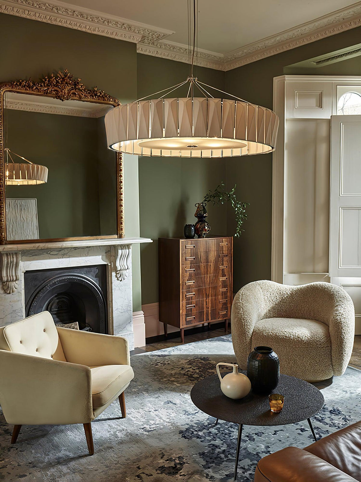 Shard Curated Mouth-Blown Frosted Glass Chandeli – full fixture elevation view