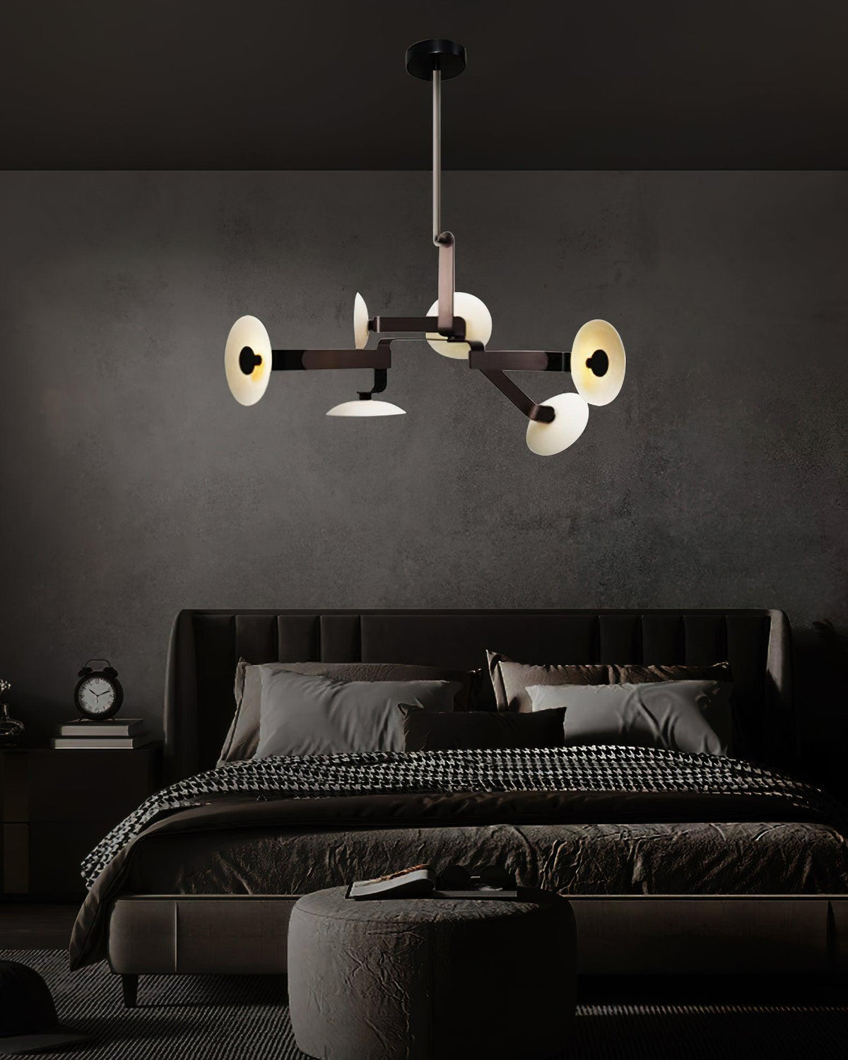 Sheba Classical Curated Finished Iron Chandelier – illuminated warm ambiance setting