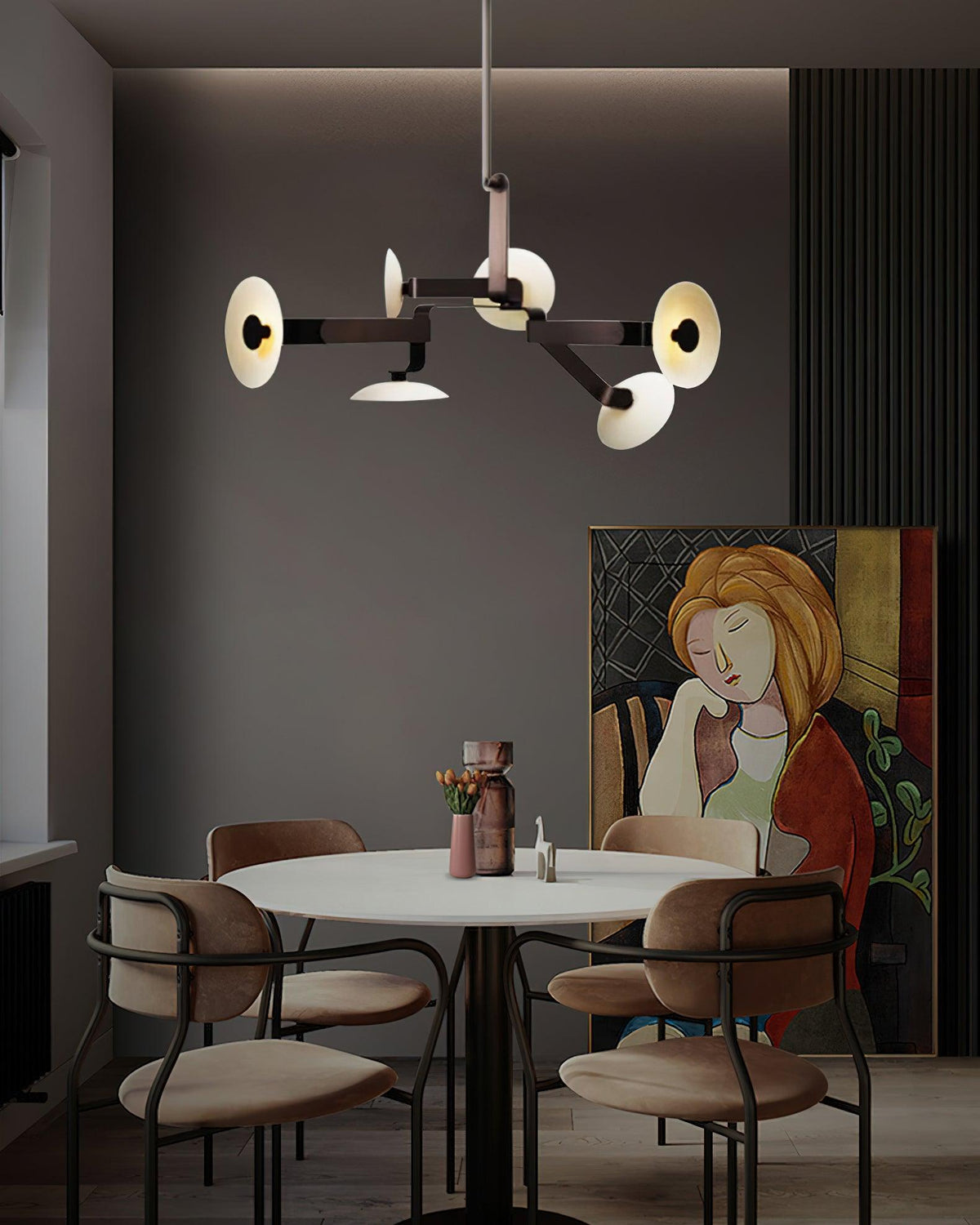 Sheba Classical Curated Finished Iron Chandelier – dimensional scale reference