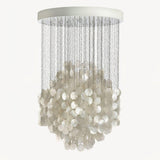 Shell Waterfall Curated Iron & Glass Chandelier – architectural ceiling profile #1