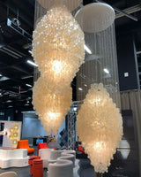 Shell Waterfall Curated Iron & Glass Chandelier – architectural ceiling profile