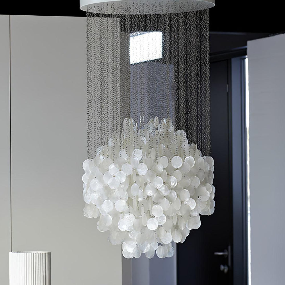 Shell Waterfall Curated Iron & Glass Chandelier