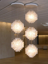 Shell Waterfall Curated Iron & Glass Chandelier – side angled contour profile