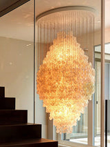 Shell Waterfall Curated Iron & Glass Chandelier – full fixture elevation view