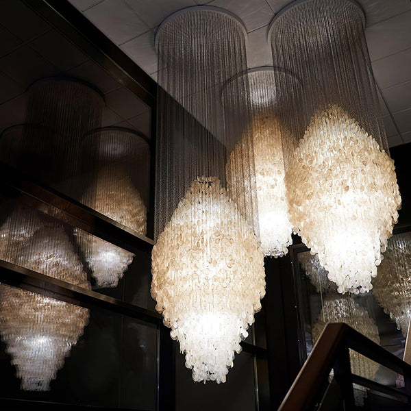 Shell Waterfall Curated Iron & Glass Chandelier
