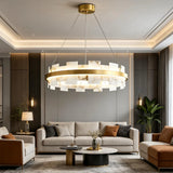 Spanish Alabaster Chandelier View 2 | Shudur Alabaster Halo Chandelier | JINSHE | JINSHE