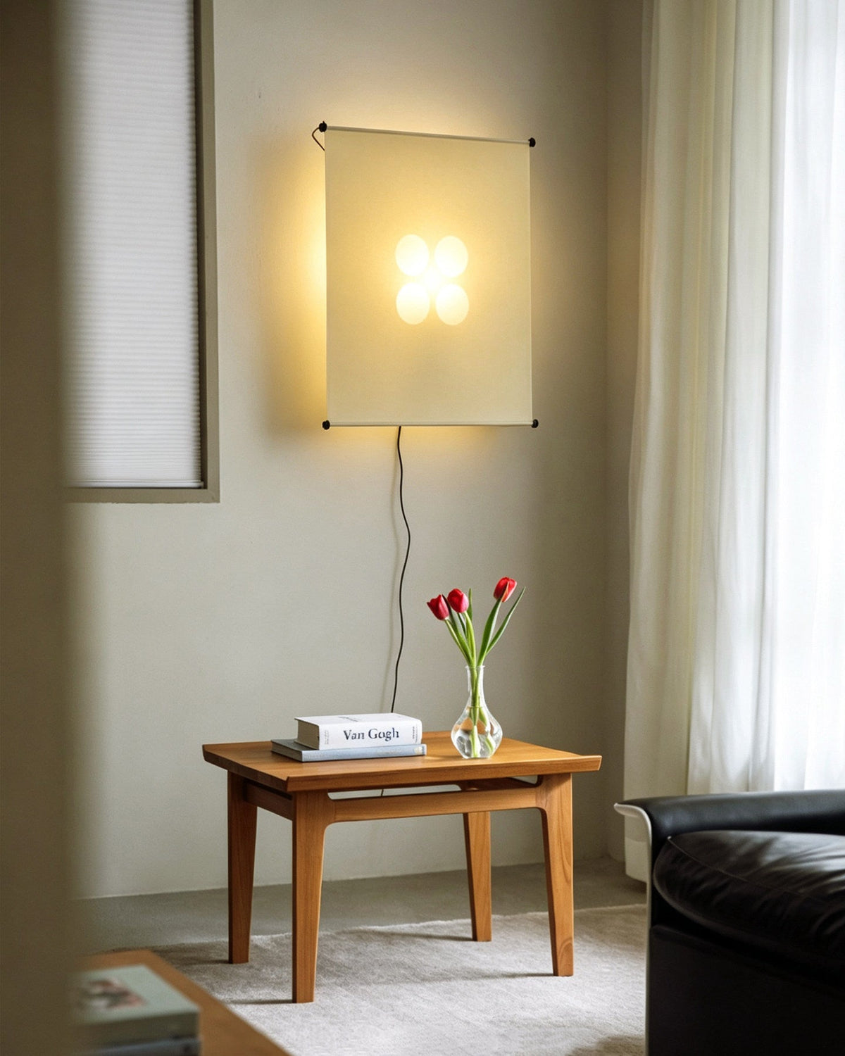 Silque Curated Washi Paper Wall Sconce installed in residential dining space