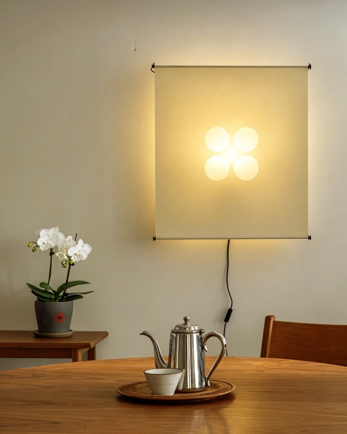 Silque Curated Washi Paper Wall Sconce – illuminated warm ambiance setting