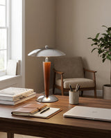Silvoryn Curated Iron & Glass Table Lamp – unlit natural material contrast