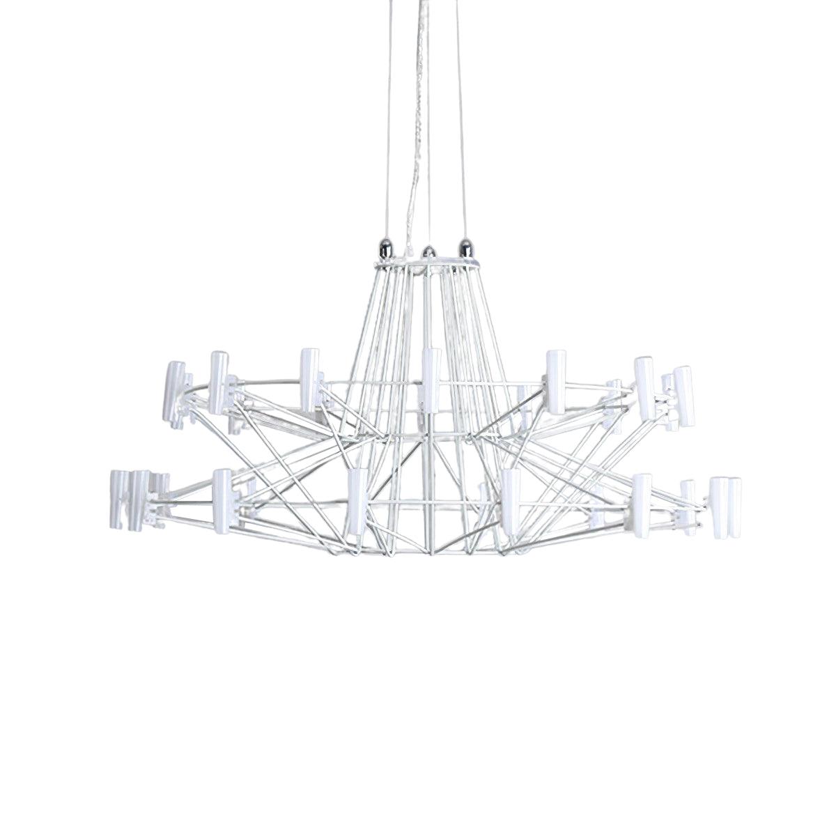 Sky Ballet Curated Optical Acrylic Chandelier – illuminated warm ambiance setting #1