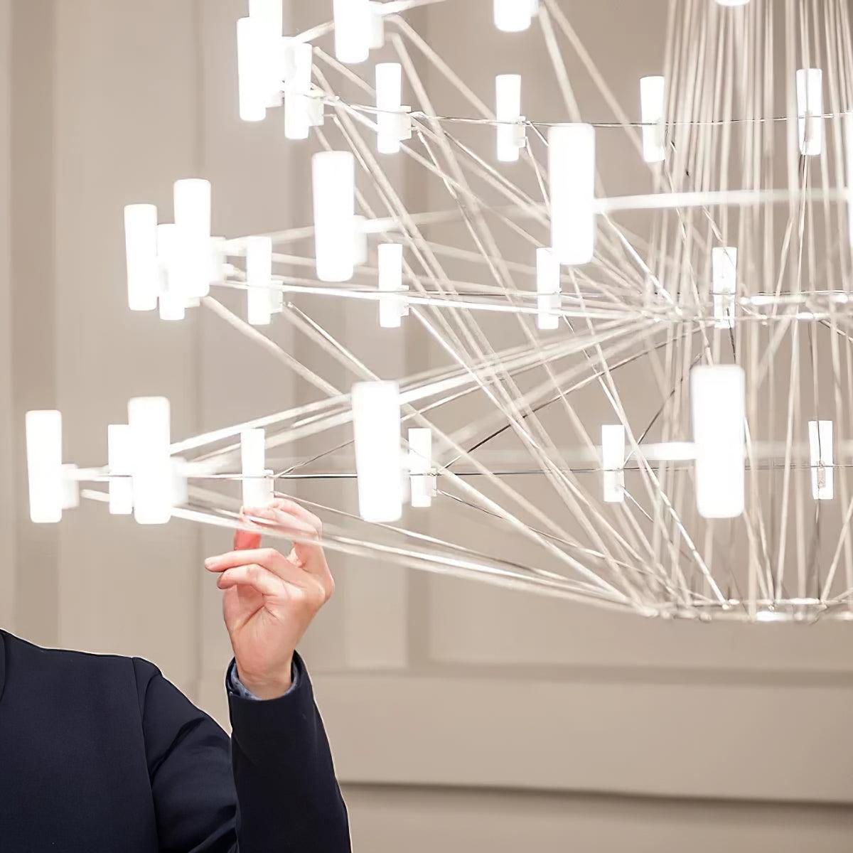 Sky Ballet Curated Optical Acrylic Chandelier – handcrafted surface texture