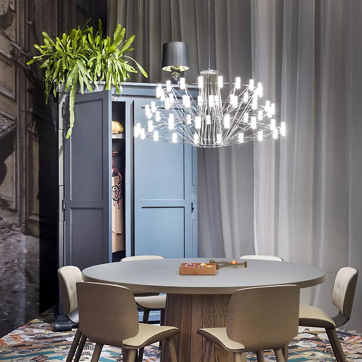 Sky Ballet Curated Optical Acrylic Chandelier – unlit natural material contrast
