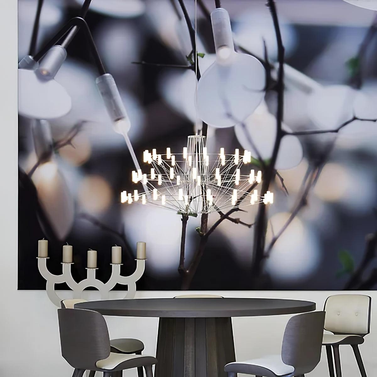 Sky Ballet Curated Optical Acrylic Chandelier – full fixture elevation view
