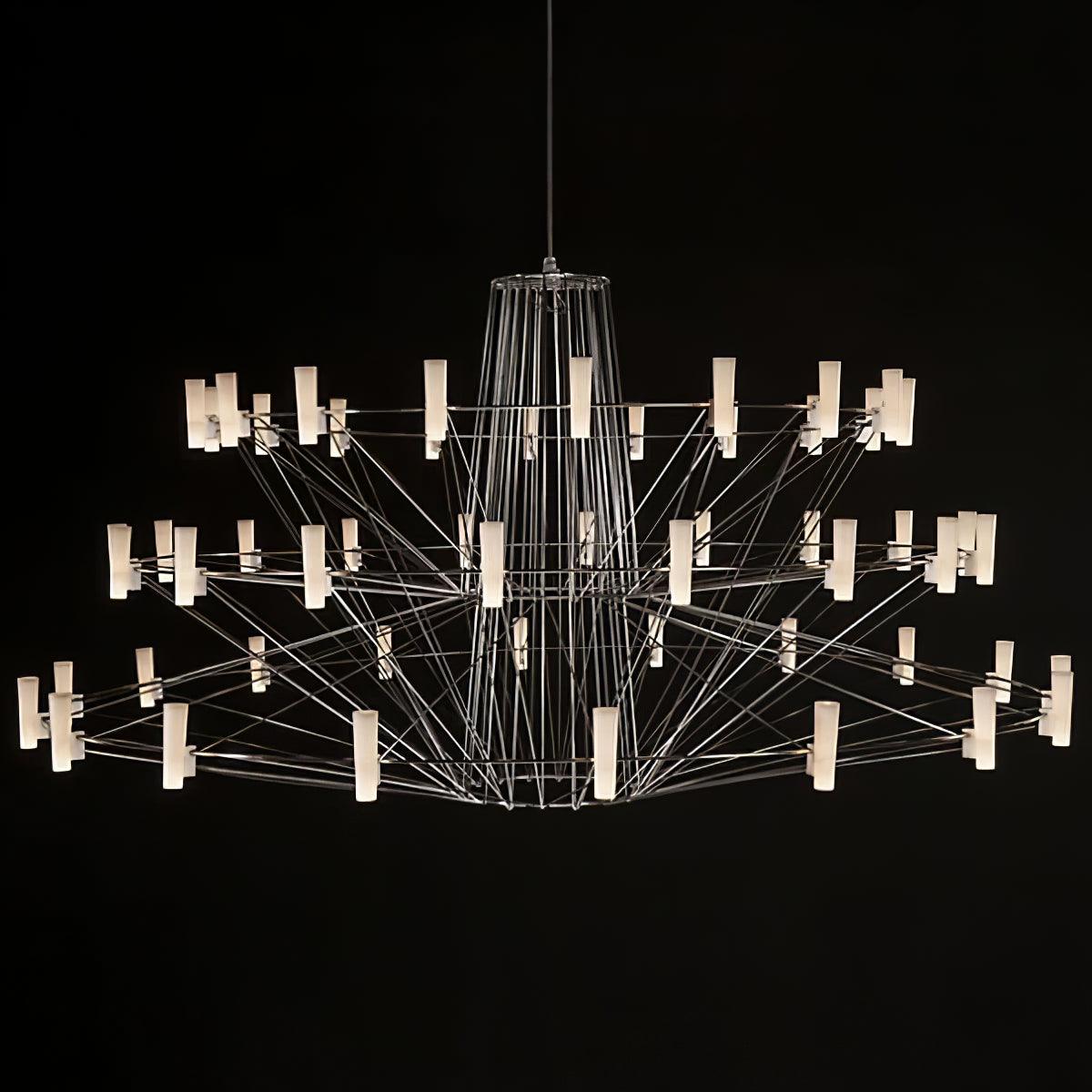 Sky Ballet Curated Optical Acrylic Chandelier – side angled contour profile