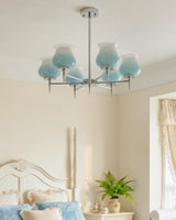 Skylin Curated Mouth-Blown Frosted Glass Chandel – unlit natural material contrast