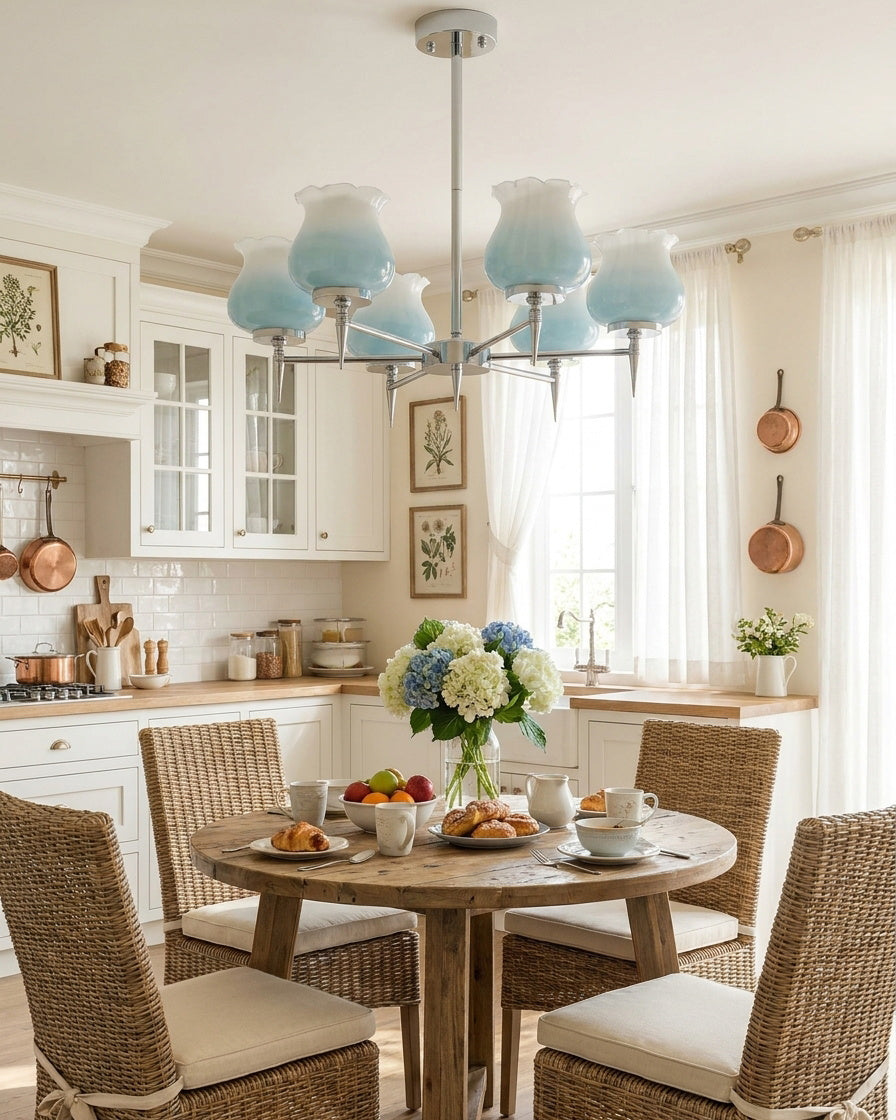 Skylin Curated Mouth-Blown Frosted Glass Chandel