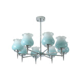 Skylin Curated Mouth-Blown Frosted Glass Chandel – 8 Heads W 70cm x H 55cm  W 27.5 x H 21.6 finish configuration